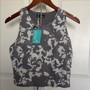 Crane Gray and White Camo ladies longline sport bra